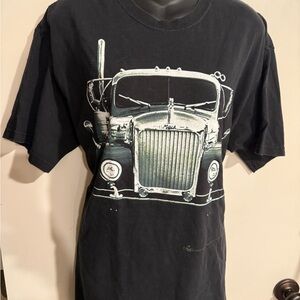 4/$16 Hanes Mens Black Vintage Car Mac Truck Graphic Tee